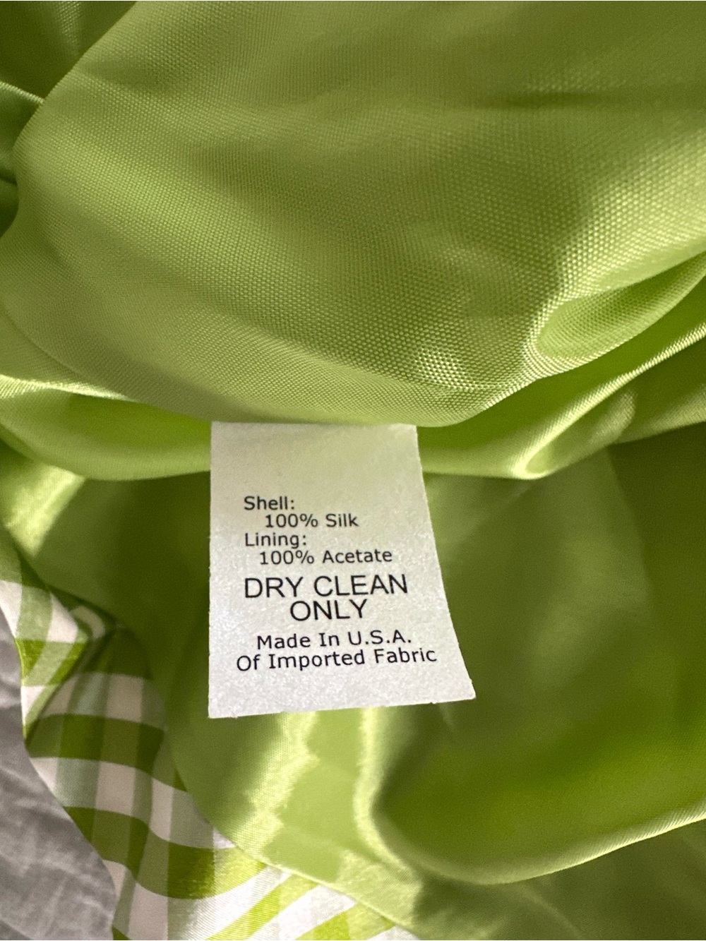 Sara Campbell Vintage Silk Lime Green Lined Piece READ DESCRIPTION - Picture 5 of 6
